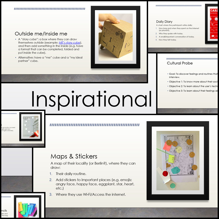 Screenshots from the online document used to introduce the team to the idea of inspirational data and suggested activities to include.